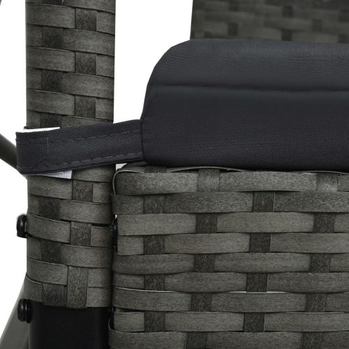 3-Seater  Garden Swing Bench with Canopy Poly Rattan – Grey