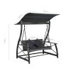3-Seater  Garden Swing Bench with Canopy Poly Rattan – Grey