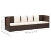 Outdoor Lounge Bed with Cushion & Pillows Poly Rattan Brown