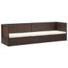 Outdoor Lounge Bed with Cushion & Pillows Poly Rattan Brown