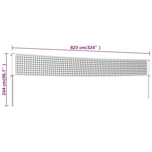 Volleyball Net Yellow and Black 823×244 cm PE Fabric
