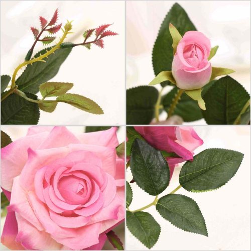 12pcs Artificial Silk Flower Fake Rose Bouquet Table Decor – White