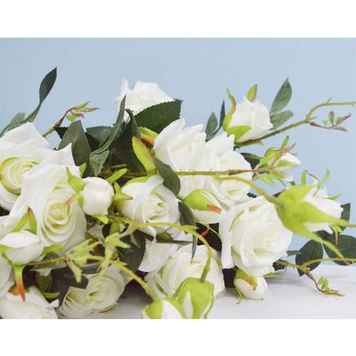 12pcs Artificial Silk Flower Fake Rose Bouquet Table Decor – White