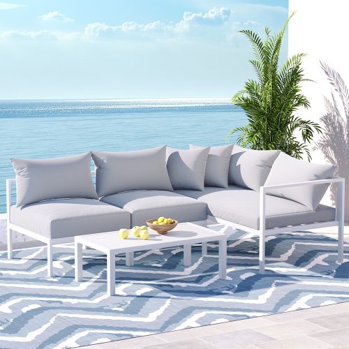 4 Seater Outdoor Sofa Set Aluminium Lounge Setting