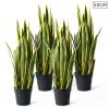Artificial Indoor Yellow Edge Tiger Piran Fake Decoration Tree Flower Pot Plant
