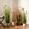 Purple-Red Artificial Indoor Potted Papyrus Plant Tree Fake Simulation Decorative