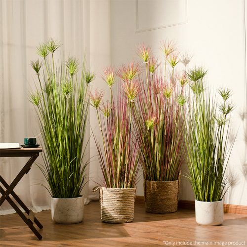 Purple-Red Artificial Indoor Potted Papyrus Plant Tree Fake Simulation Decorative