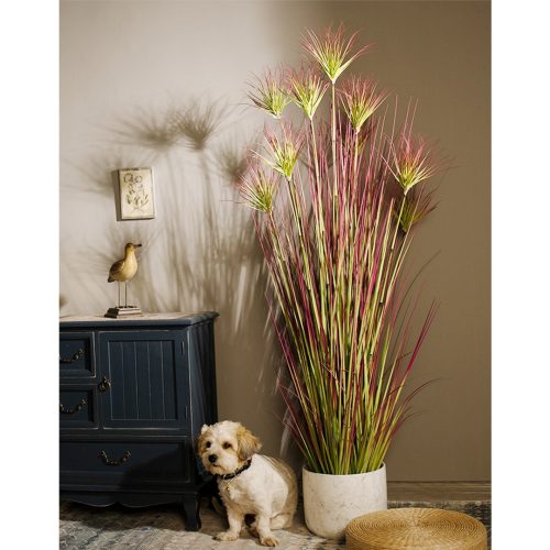 Purple-Red Artificial Indoor Potted Papyrus Plant Tree Fake Simulation Decorative