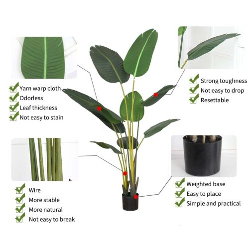 Artificial Green Indoor Traveler Banana Fake Decoration Tree Flower Pot Plant