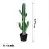 Green Artificial Indoor Cactus Tree Fake Plant Simulation Decorative 6 Heads