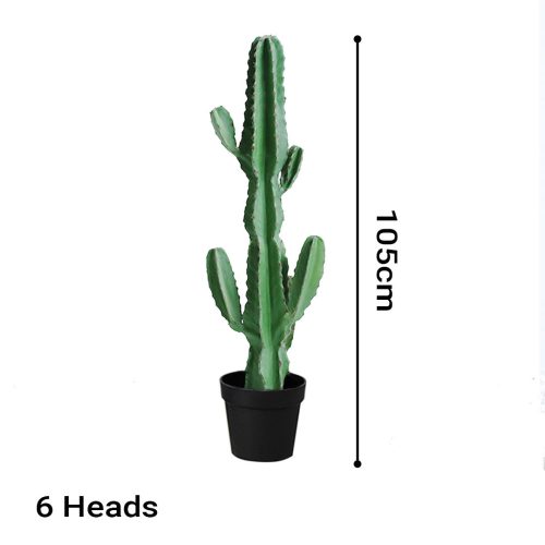 Green Artificial Indoor Cactus Tree Fake Plant Simulation Decorative 6 Heads