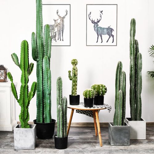 Green Artificial Indoor Cactus Tree Fake Plant Simulation Decorative 6 Heads