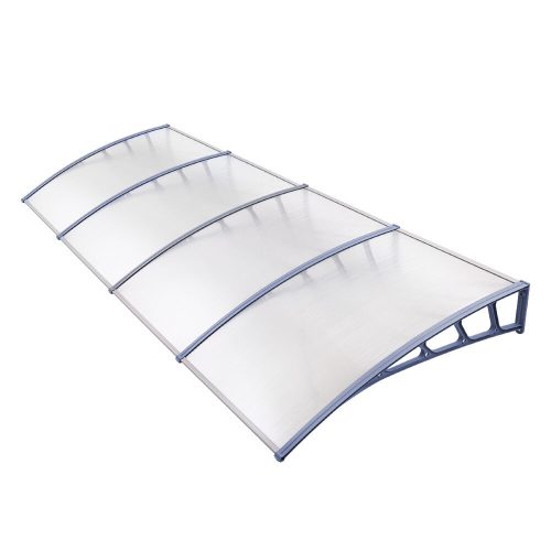 Window Door Awning Door Canopy Outdoor Patio Sun Shield DIY – 1.5×4 m, Clear and Grey