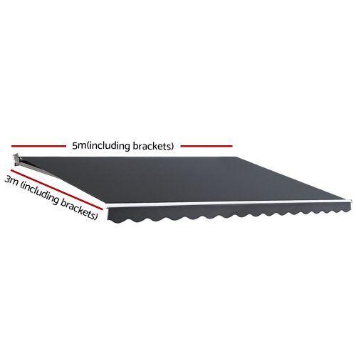 Folding Arm Awning Outdoor Awning Retractable Sunshade – 5×3 m, Grey