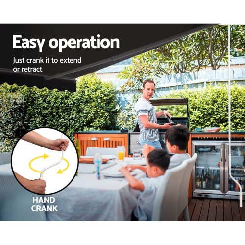 Folding Arm Awning Outdoor Awning Retractable Sunshade – 5×3 m, Grey
