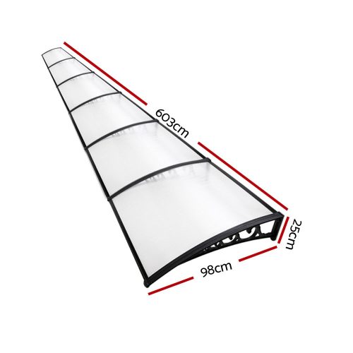 DIY Window Door Awning Cover – 1×6 m, Transparent