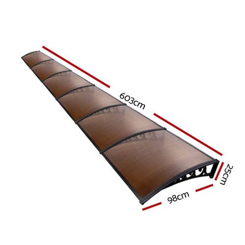 DIY Window Door Awning Cover – 1×6 m, Brown