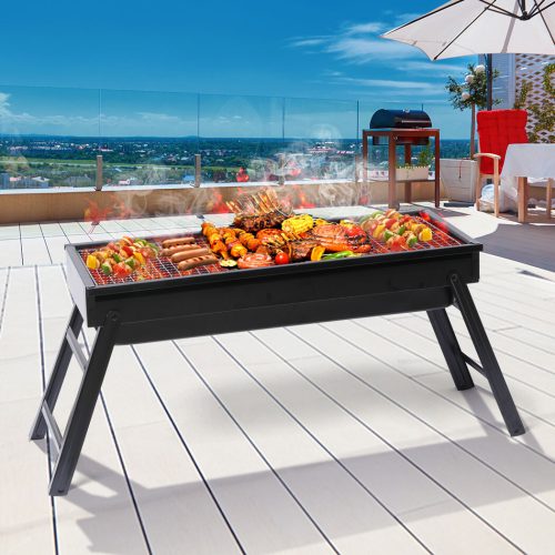 Charcoal BBQ Grill Protable Hibachi Barbecue Outdoor Foldable Camping Picnic Set