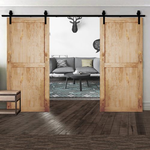 Antique Classic Style Barn Door Hardware Track Roller Kit – 2.44 M, Double Sliding