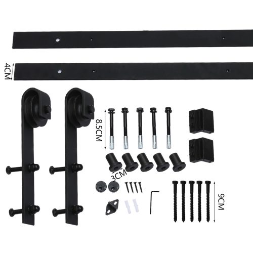 Antique Classic Style Barn Door Hardware Track Roller Kit – 2 M, Single Sliding