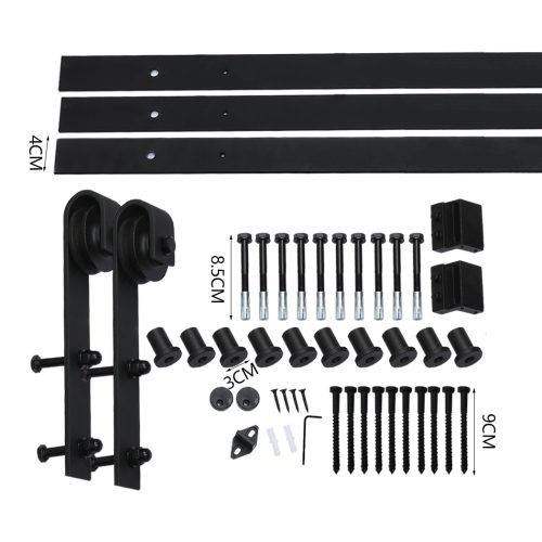 Antique Classic Style Barn Door Hardware Track Roller Kit – 4 M, Single Sliding
