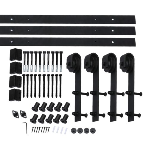 Antique Classic Style Barn Door Hardware Track Roller Kit – 4 M, Double Sliding