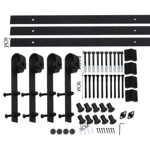 Antique Classic Style Barn Door Hardware Track Roller Kit – 4 M, Double Sliding