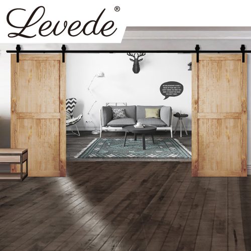 Antique Classic Style Barn Door Hardware Track Roller Kit – 4 M, Double Sliding