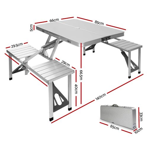 Camping Table Folding Aluminum Portable Outdoor Picnic 85CM