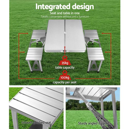 Camping Table Folding Aluminum Portable Outdoor Picnic 85CM