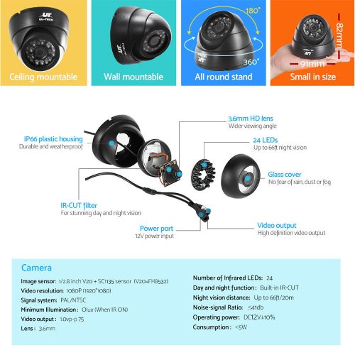 CCTV Security System 4CH DVR 1080P 4 Camera Sets – Not Included