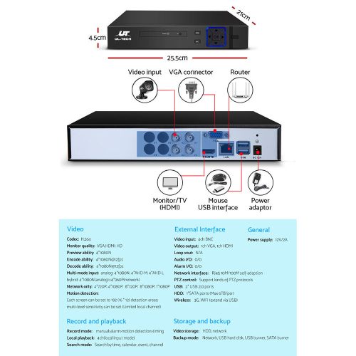 CCTV Security System 4CH DVR 1080P 4 Camera Sets – 1 TB