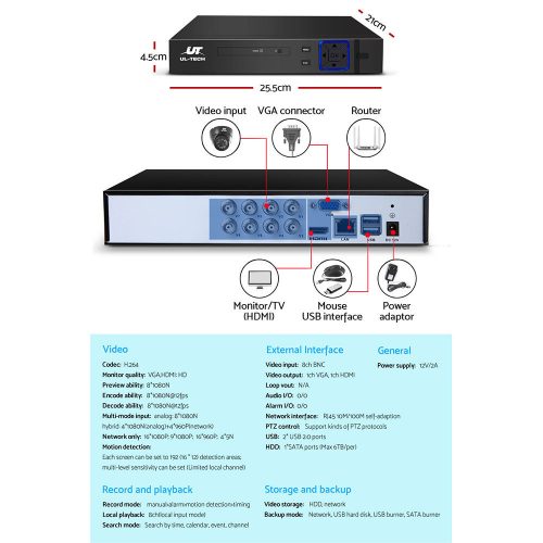 CCTV Security System 8CH DVR 1080P Camera Sets