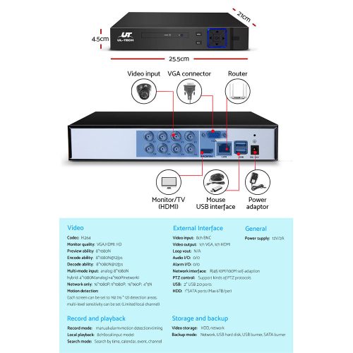 CCTV Security System 8CH DVR 1080P Camera Sets