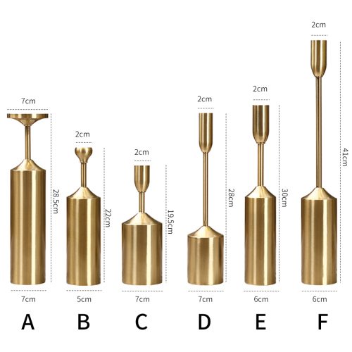 6pcs Gold Iron Taper Luxury Candlestick Candle Holder Stand Pillar