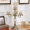 58cm 4-Slots Glass Candlestick Candle Holder Stand Pillar Glass/Iron Metal