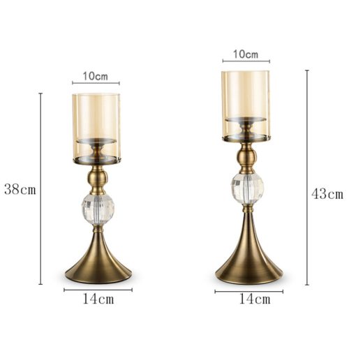 37cm 34cm Glass Candle Holder Candle Stand Glass Metal with Candle Set