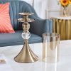 37cm 34cm Glass Candle Holder Candle Stand Glass Metal with Candle Set