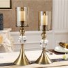 37cm 34cm Glass Candle Holder Candle Stand Glass Metal with Candle Set