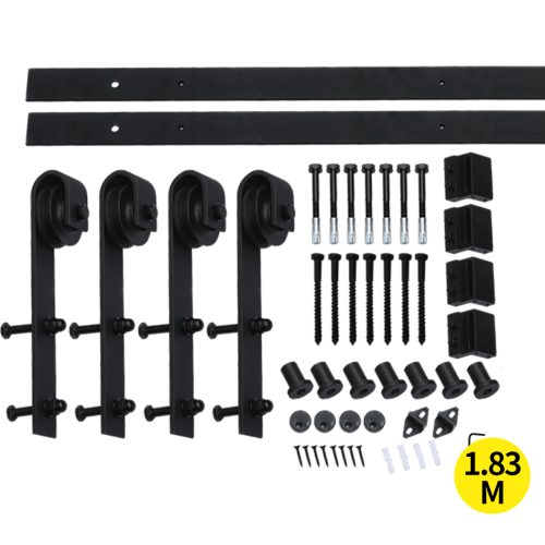 Antique Classic Style Barn Door Hardware Track Roller Kit – 4 M, Single Sliding