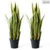 Artificial Indoor Yellow Edge Tiger Piran Fake Decoration Tree Flower Pot Plant