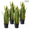Artificial Indoor Yellow Edge Tiger Piran Fake Decoration Tree Flower Pot Plant