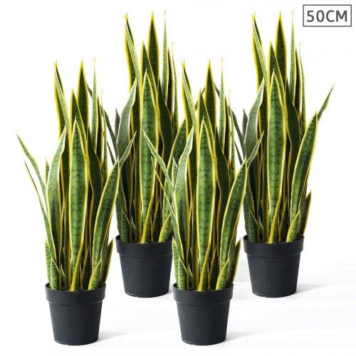 Artificial Indoor Yellow Edge Tiger Piran Fake Decoration Tree Flower Pot Plant