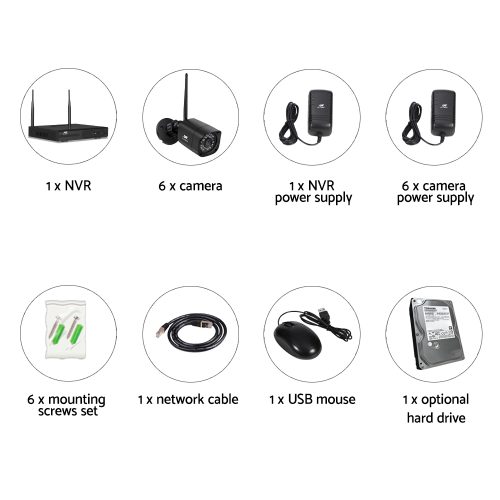 3MP 8CH NVR Wireless Security Cameras Set – 6, 1 TB