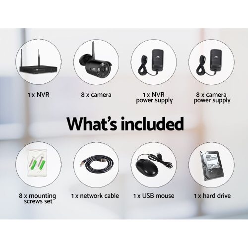 3MP 8CH Wireless Security Camera NVR Video – 8, 2 TB