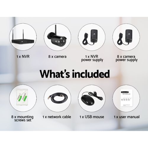 3MP 8CH Wireless Security Camera NVR Video – 8, Not Included
