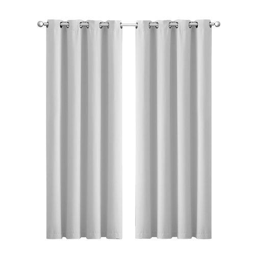2x Blockout Curtains Panels 3 Layers Eyelet Room Darkening – 140 x 230 cm, Grey