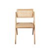 Foldable Single Deck Chair Solid Wood Rubberwood Rattan Lounge Seat