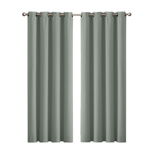 2x Blockout Curtains Panels 3 Layers Eyelet Room Darkening – 140 x 230 cm, Grey